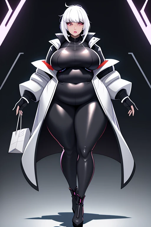 art by kipteitei, 1girl, future fashion, futuristic, chubby girl, curvy girl, thicc