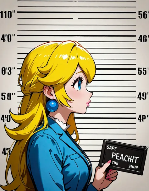 mug shot, Princess Peach Mugshot. Photos taken from the left side, face profile,   A photograph of the person taken after the arrest