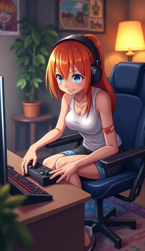 nami one piece playing game in the nice gamming room