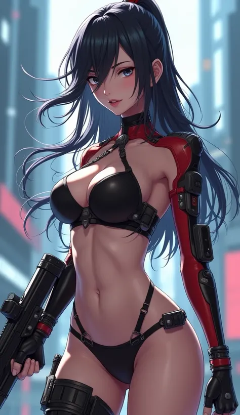  High Quality , Outstanding Detail ,  ultra high resolution , (現實主義 full body portrait: 1.4),  Best Illustration , The details are super clear, 1 girl, Osaki Amane,  Smooth Hair Spreading in the Wind , Exquisite and beautiful face , WEARING BLACK AND RED B...