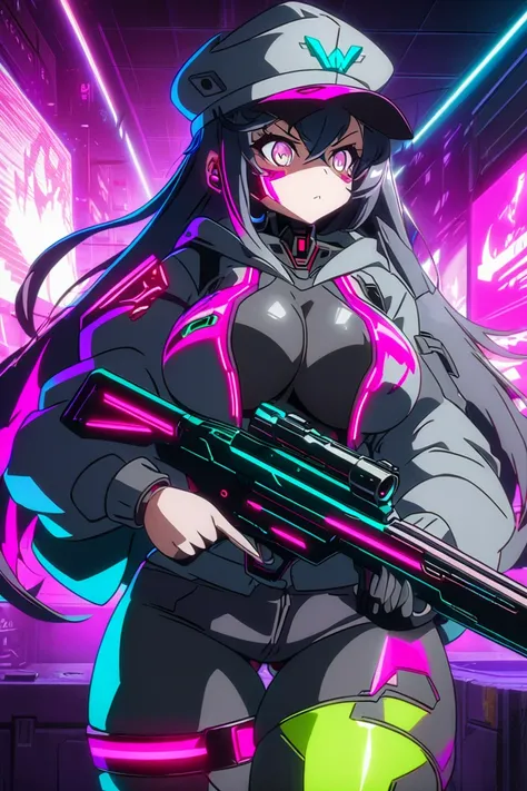 anime girl with guns and a hat holding a gun, best anime 4k konachan wallpaper, badass anime 8 k, cyberpunk anime girl in hoodie, anime cyberpunk art, cyberpunk anime girl, cyberpunk anime girl mech, anime style 4 k, female action anime girl, digital cyber...