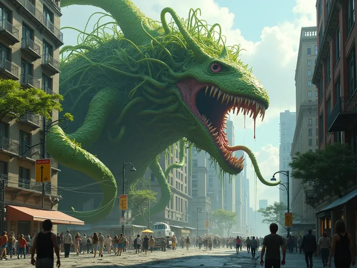 Giant carnivorous plants attacking the city 