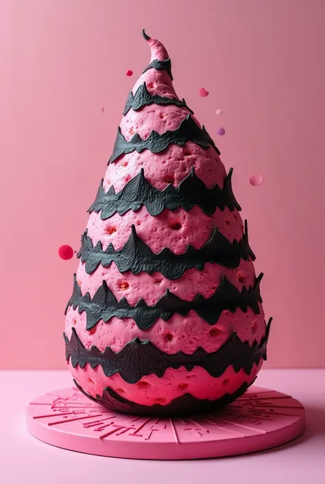 Pink and black potato cake design