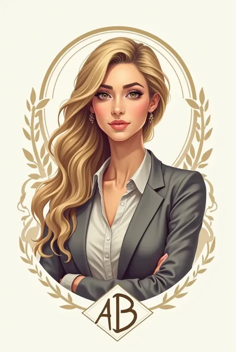 logo for a female psychologist :  girl with blond hair and the initials of psychologist Anastasia Boss. The logo should be in the style of the archetype of a ruler and sage 