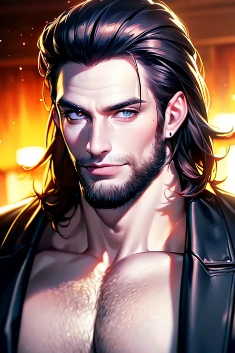 (best quality,4k,8k,highres,masterpiece:1.2),ultra-detailed,(realistic,photorealistic,photo-realistic:1.37),30 year old man,3 day beard,handsome anime,portraits,strong,masculine,dark hair,sharp jawline,mesmerizing eyes,perfectly styled hair,cool anime outf...