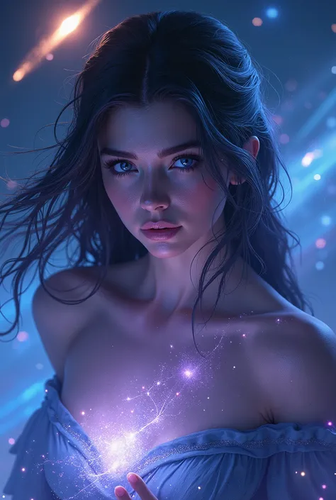 score_9, score_8_up, score_7_up, score_6_up, score_5_up, score_4_up, (best quality,4K,8k,highres,masterpiece:1.2), (super realistic photo:1.6),a beautiful girl in a cosmic space scene, mesmerizing star mage, ethereal and magical comet, dramatic lighting, v...