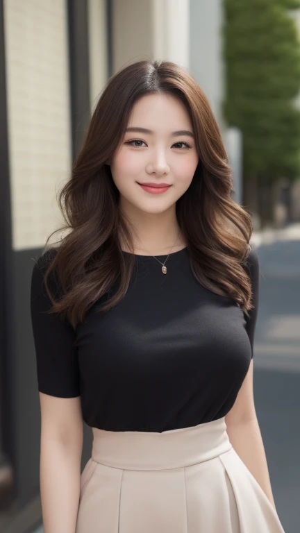 (( best quality , 8k, masterpiece: 1.3)),  1 girl, smile,  full body, Slim face,  Pretty Woman, short dark brown hair ,   wearing a dress , high heels,  wearing a skirt 、  super detailed face  ,  detailed eyes on board,  double eyelid , blurred background,...