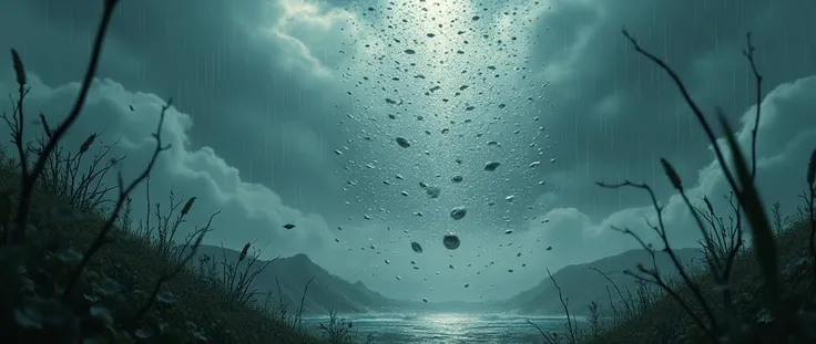 Create an image alluding to Yoro with the fish rain