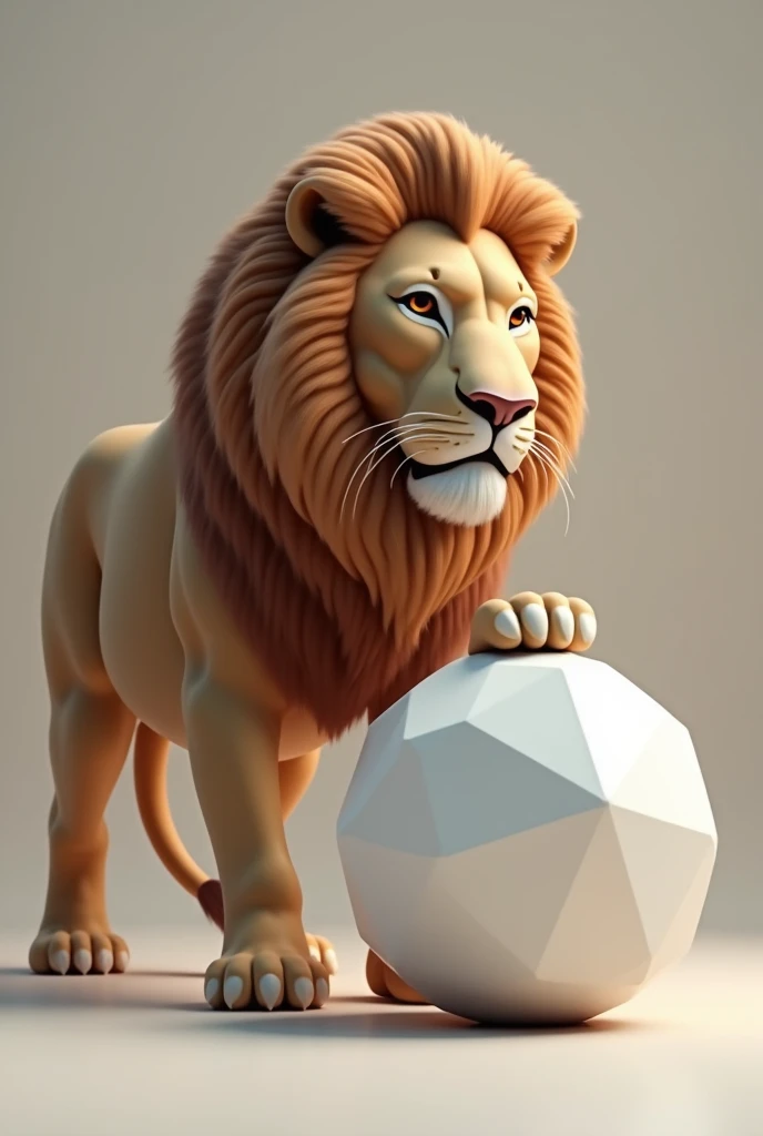 Lion with a minimalist logo ball 