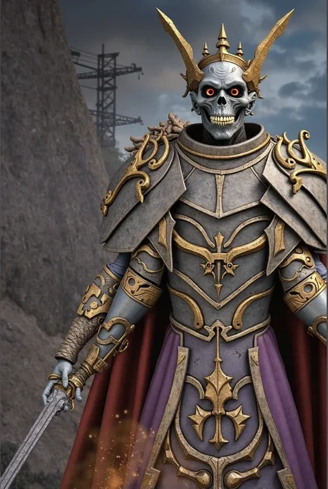 Undead warrior king.rotten. Abysmal being. bioalchemy. Full figureportrait.twilight background. ((deep wiew)),photographic,ultra high resolution,hyperdetailed, masterpiece, 3d modelling, digital art.