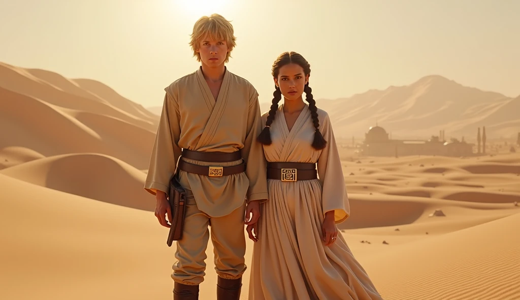 Luke Skywalker and the princess Leia Organa on tatooine, siblings