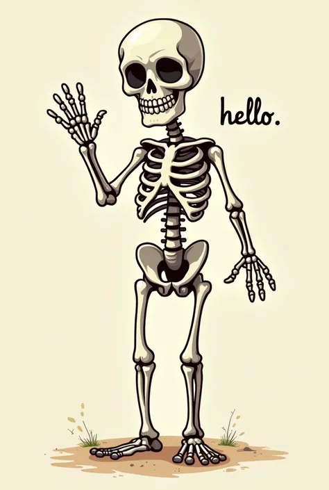 Create me a skeleton meme saying hello 