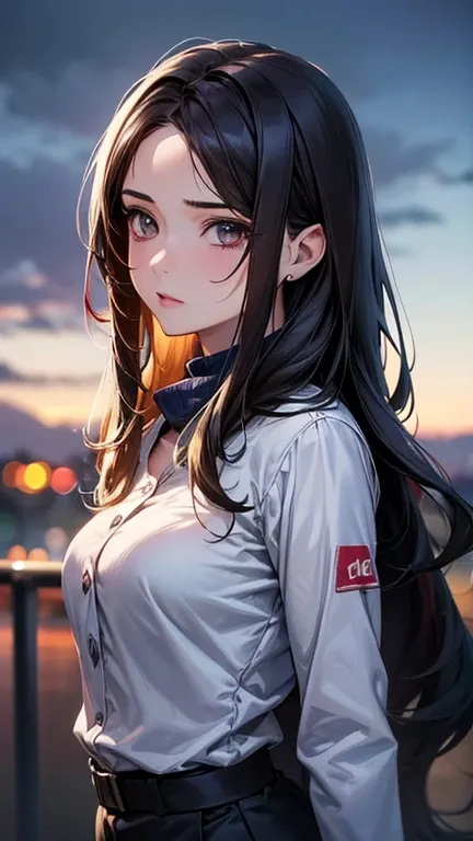 a cool anime 18 years old girl in doctor suit, smart girl, sharp eye, long wavy hair, beautiful detailed face, adorable girl, 3:4 body looks, perfect body ratio, front view, look at the camera, perfect background, (best quality,4k,8k,highres,masterpiece:1....