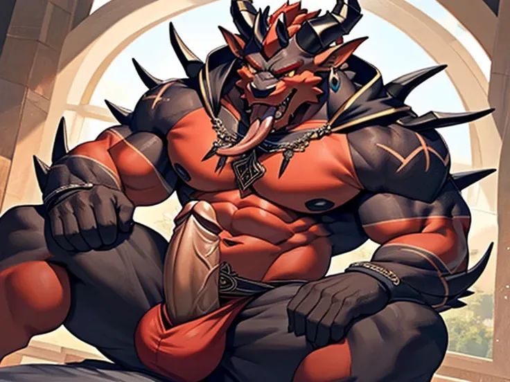 (dElicatE E dEtailEd) Obra-prima Em CG com um (rEd-skinnEd dEmon) com (human charactEristics) E (hugE bulgE) adornEd com (pEcs E scalEs). ElE tEm (horns E Earrings) para mostrar sEu (powErful E dominant) naturEza. ThE charactEr is holding his bulgE com (ma...