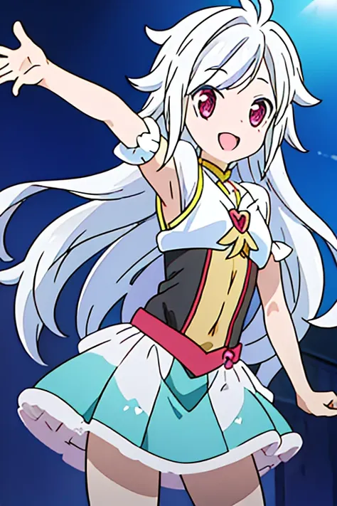 (((Pretty Cure Green Fabric Costume Belle Cranel Cool Poses Skirt Anime Smiles Heart Hair Ornaments White Hair Long Hair Girls Gender)))