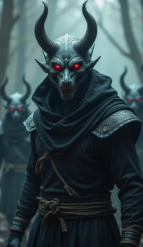 The Shadowkhan are demonic beings dressed in black with grayish-blue skin and glowing red eyes. While the more common tribes of Shadowkhan are reminiscent of ninjas, others more closely resemble anthropomorphic creatures. The physical appearance of each Sh...