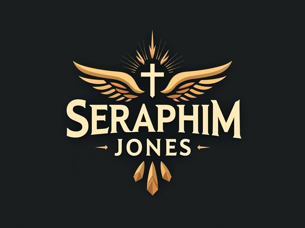 The word Seraphim needs to be front and center, and have design creativity and boldness. 
The word "Jones" should be more simplistic and minimalistic
There must be an icon, which is either a part of the logo, or beside it.  The icon needs to be capable of ...