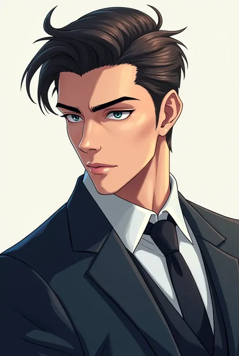 A handsome anime-style man with CEO clothes 