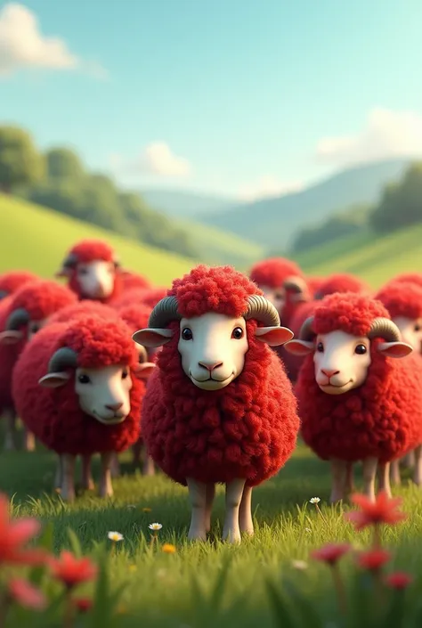 sheep with red wool