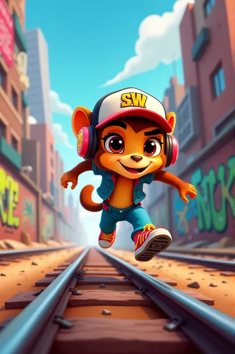 Crie um personagem estilo subway surfers animal