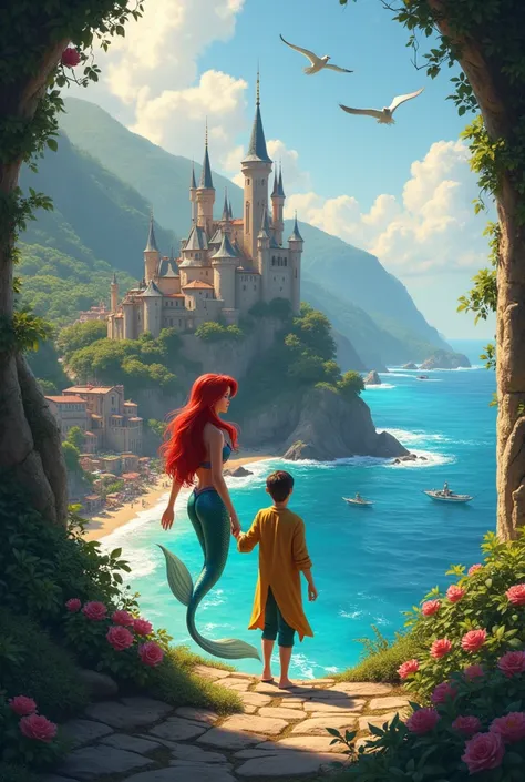 Ariel arrived at Prince Erics castle and together they spent time exploring the kingdom.