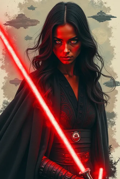 I want to create a collage where the photos are transparent with each other, star wars, sith girl with red skin