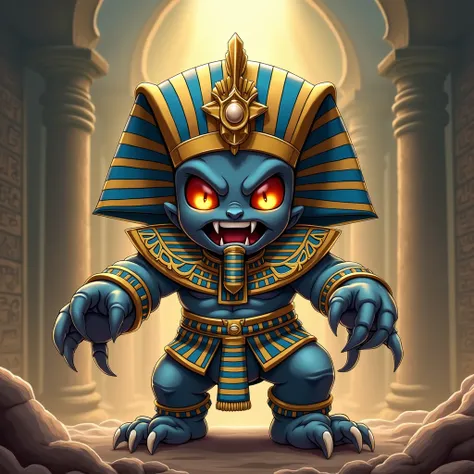 Create a dangerous baby pharaoh monster for me in the manga yugioh style 