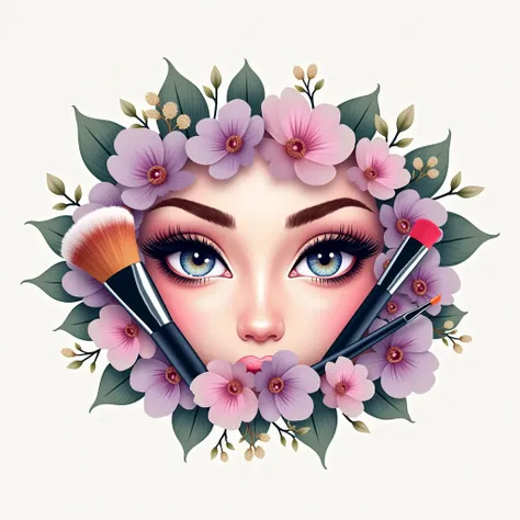 Make it a Fiorae brand logo with eye-catching beauty tools (cosmetics brand/make-up)