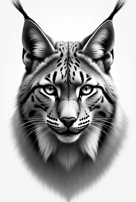 Only the face of a realistic black and white lynx for YouTube banner 