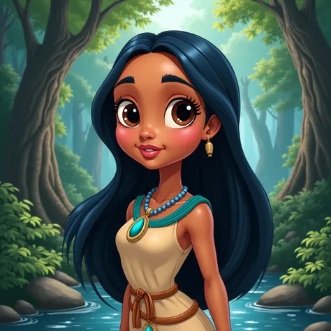 ( cartoon style:1.2), drawings  ([Pocahontas]),  perfect eyes 