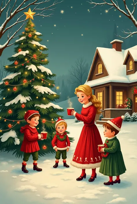 Christmas retro vintage 1950s card 