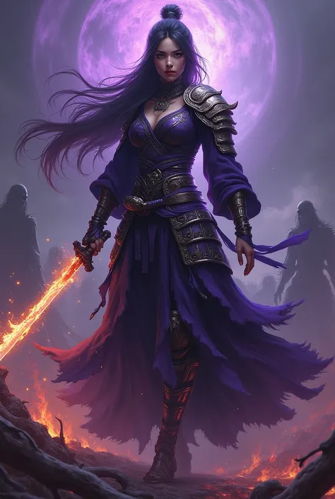 


a fullbody shot of a beautiful long hair female fantasy Samurai, holdin a burning katana, purple fire, hell in background, HKStyle, HD, masterpiece, best quality, hyper detailed, ultra detailed, super realistic
#AI #artificialintelligence #fantasy #fant...