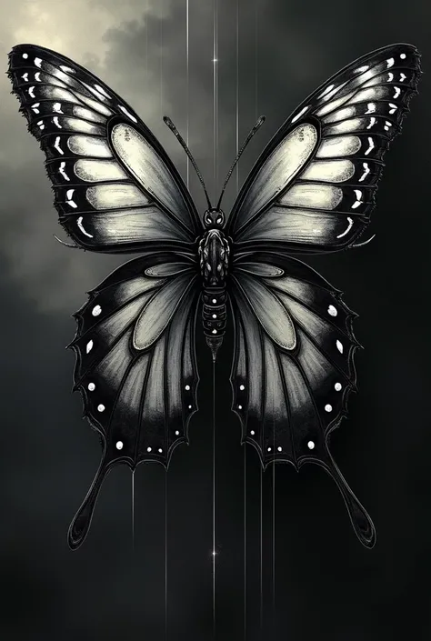 Create an edgy, blackwork, Y2K, non realistic style of a butterfly tattoo 