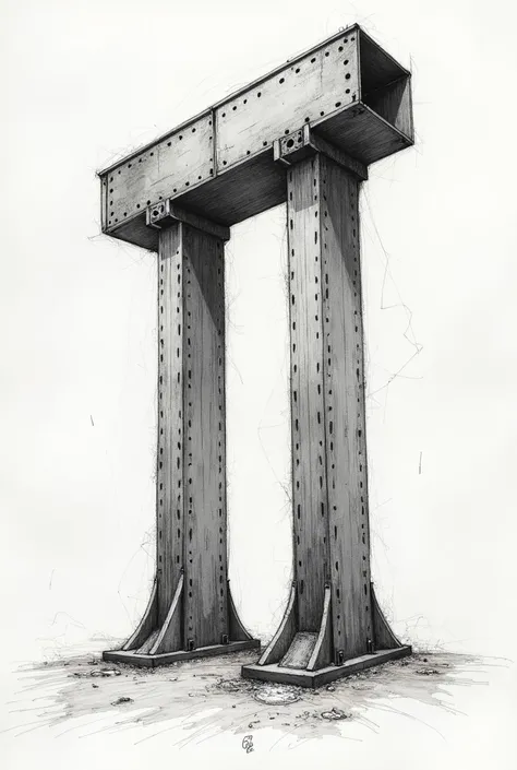  a steel beam , With a hand drawing style 