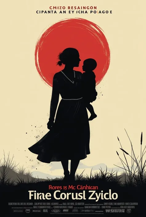 Poster for a play with a silhouette of a young peasant woman carrying a baby and 
with the following information in Spanish 
Materia:  Interpretation Laboratory III 
Play :  Caucasian Chalk Circle 
Author :  Bertolt Brecht 
Address :  Master Pablo H . cano...