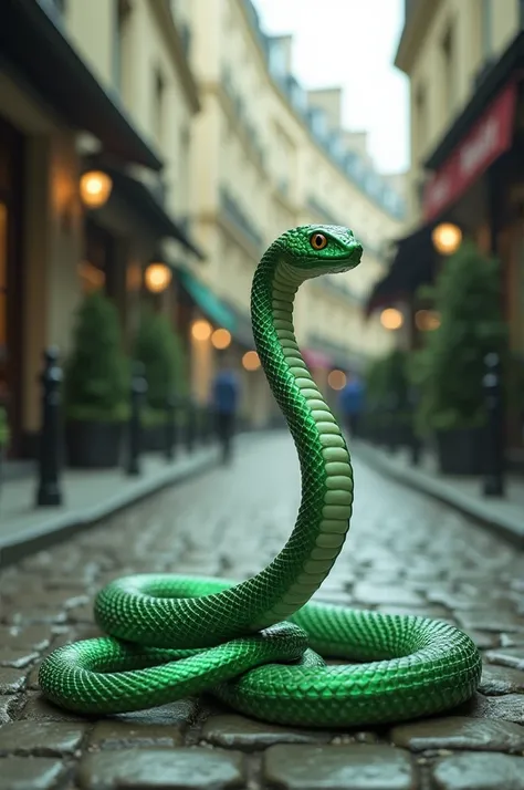 a green snake with a jade pattern close to a quiet cobblestone street in Paris
	

Do you want to regenerate the list or continue to the next step?