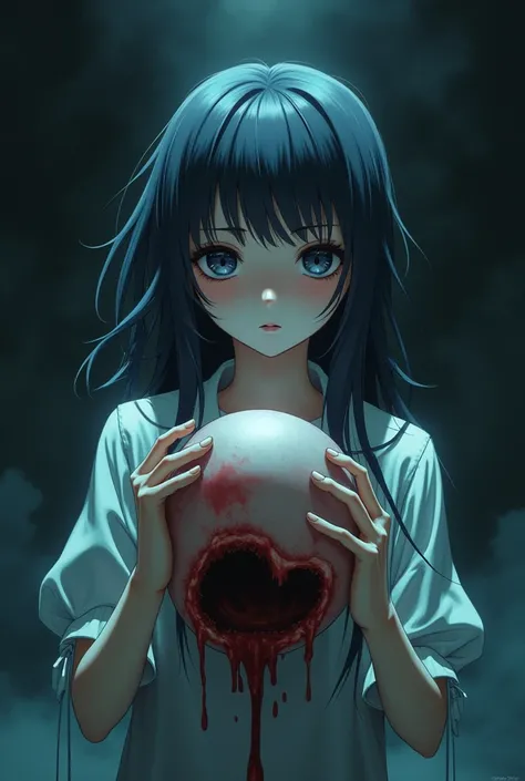 Anime girl holding her own decapitated head