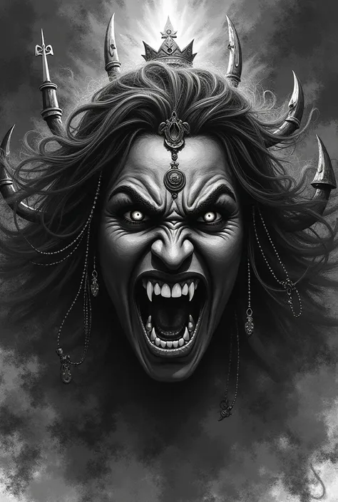 Maha kali dewi angry sketching face
