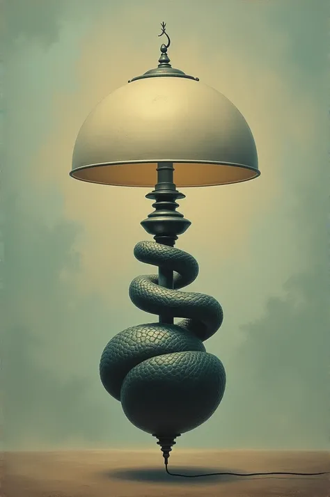  René Magrittes philosophical lamp painting with a snake 