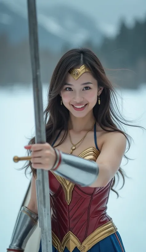 Cute   Japanese  、  laughing、  Wonder Woman hanging upside down。 live action、 looking at the front camera  、完璧な Wonder Woman hanging upside downのコスプレ、  brown hair、  masterpiece 、  cute女の子 、    Beautiful Eyes   、Narrow eyes、  Eyes Swollen  、A Shining Place、...