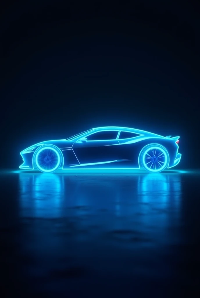 Car silhouette in neon blue