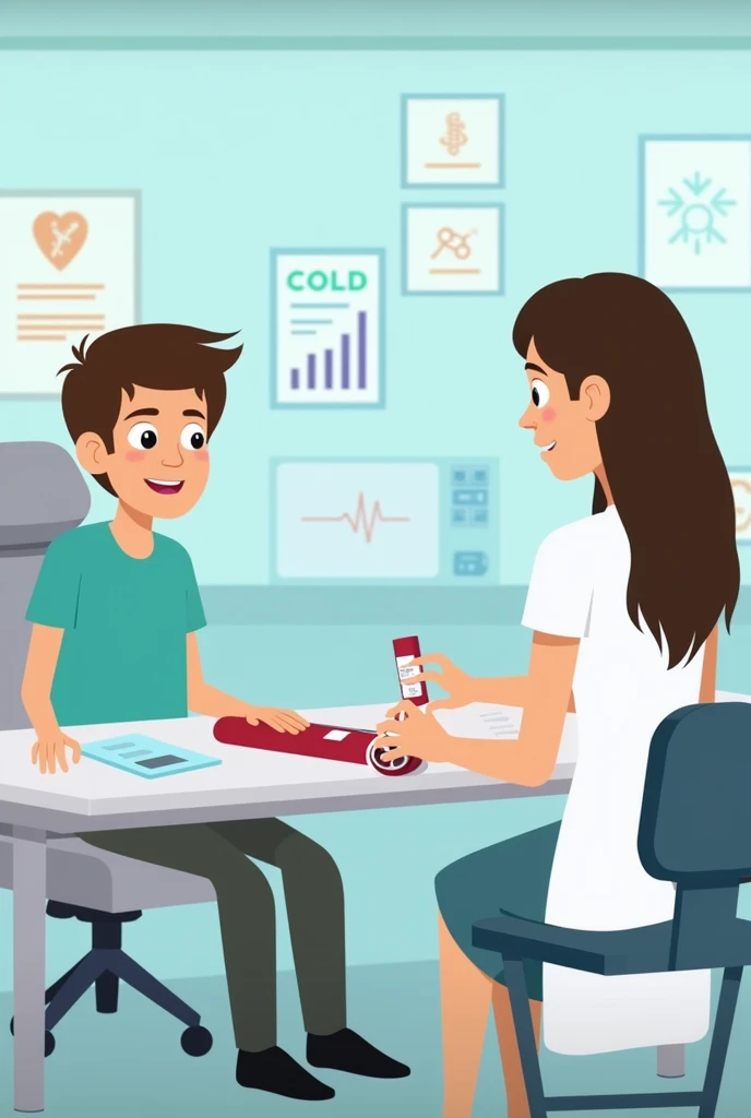 Animated image of taking a blood chemistry test 
