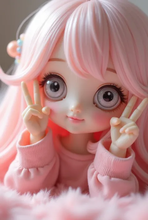  Create an image

Details

1 . Style: boneca kawaii,  I really want her to look like a doll and not an anime character, That she even has the texture of a doll
2 . Hair:  long light pink hair
3 . eyes: white,  with a cute expression
4 . clothing:  pastel p...