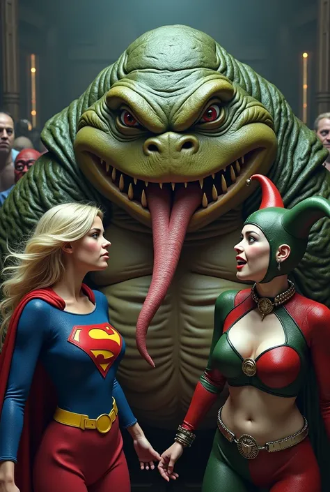 Supergirl, harley Quinn | jabba gangters the hutt Licked every dc superheroine