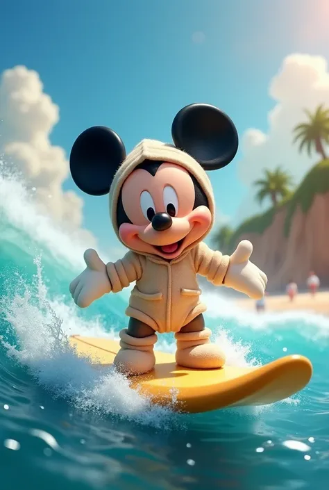 Mickey surfing with baby clothes