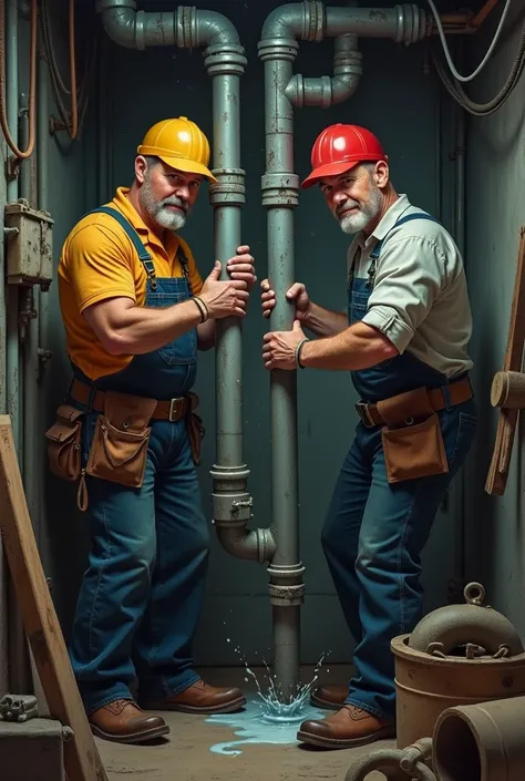 Plumbers working together 