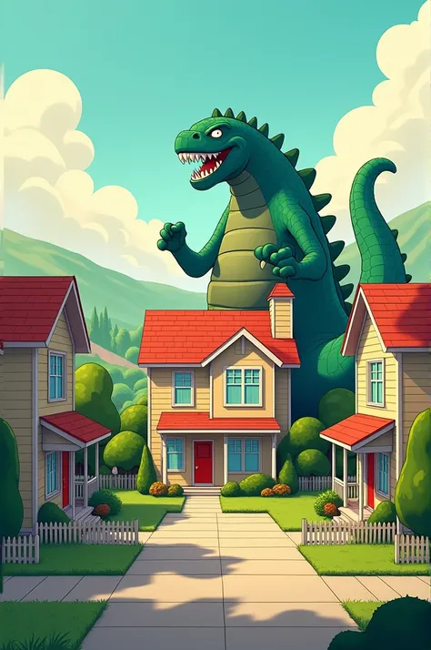 Godzilla town house landslide animation