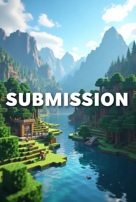 A Minecraft landscape with text that reads " Submission "