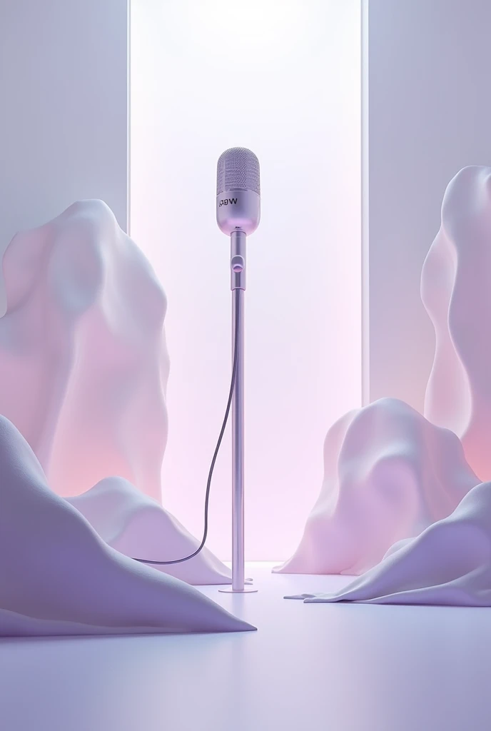 Kpop background in white palettes, gray, Lilacs and purple and without people just a pole dance and a microphone