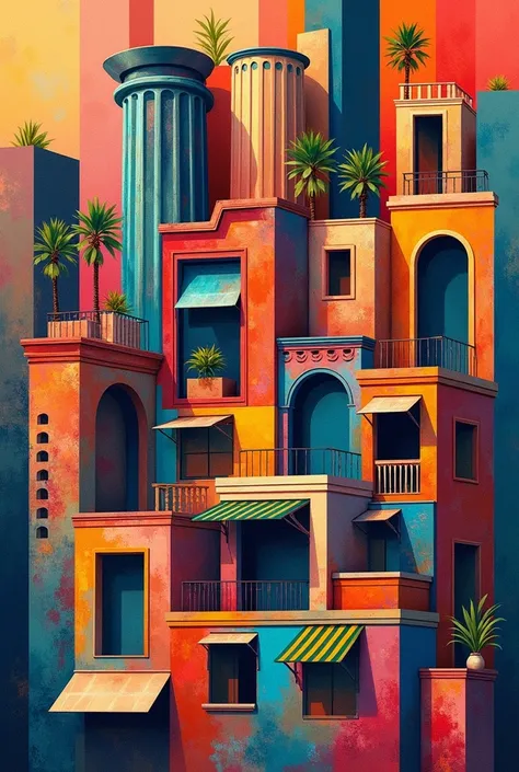 20x20 architectural elements with Fauvist influence